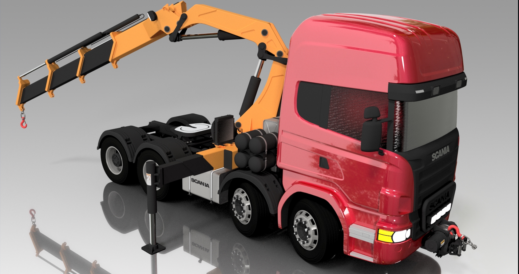 随车吊带起重机支架吊臂3D数模图纸 STEP格式